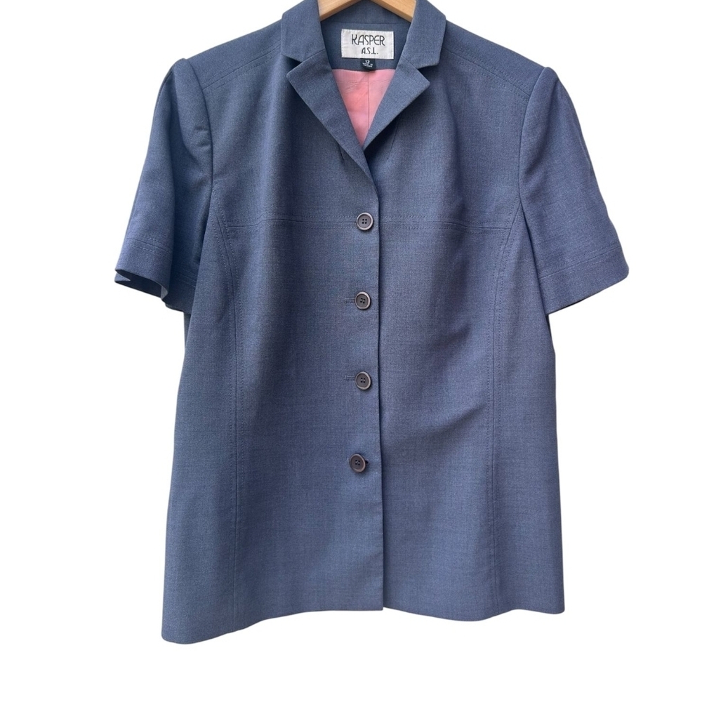 Kasper A.S.L.  Blue/Gray Blazer with Pink Lining